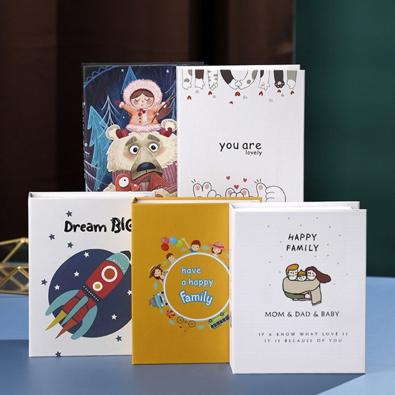 Cartoon Print 7" Photo Album 100 Photos Memory Books Horizontal and Vertical Portable Family Photo Scrapbook Album Home Retailsa
