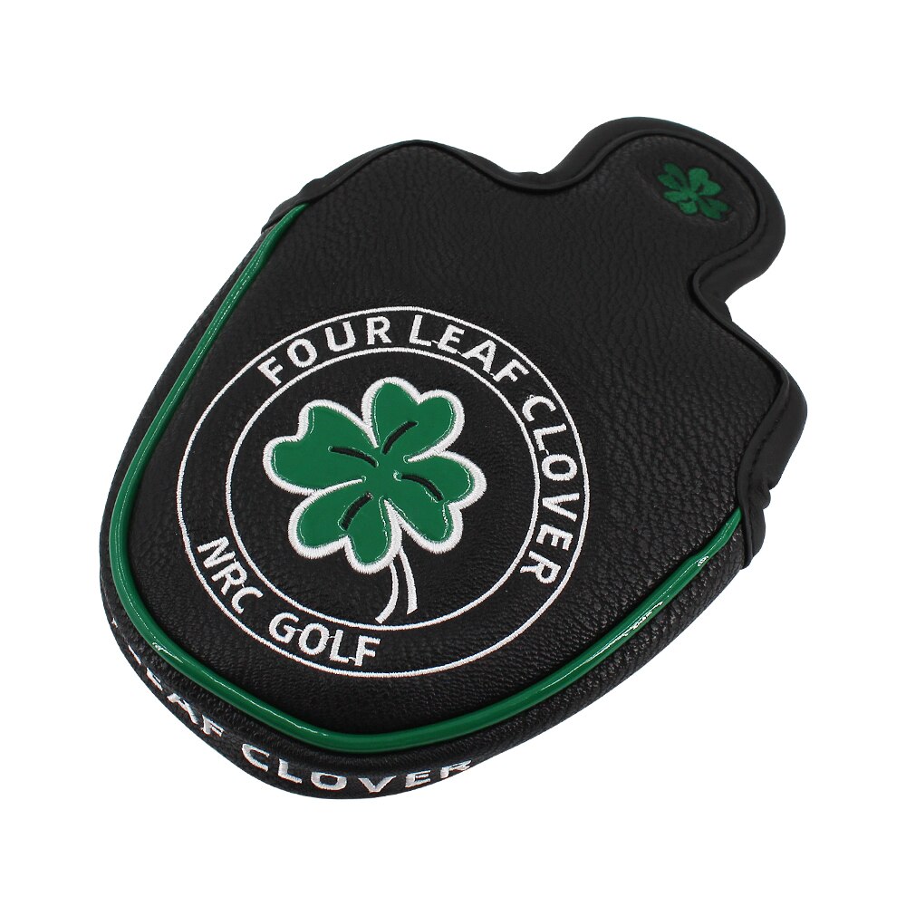 Golf Head Cover Four Leaf Clover Golf Wood Headcover for Driver Fairway Hybrid Putter PU Leather Waterproof Black White Covers: Black Mallet Putter