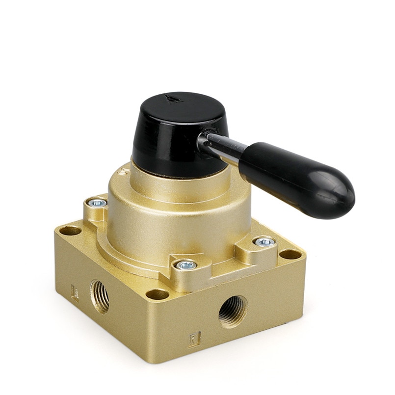 HV-02/03/04 Pneumatic Rotary Lever Hand Valve 3 Position 4 Way Air Control Valve
