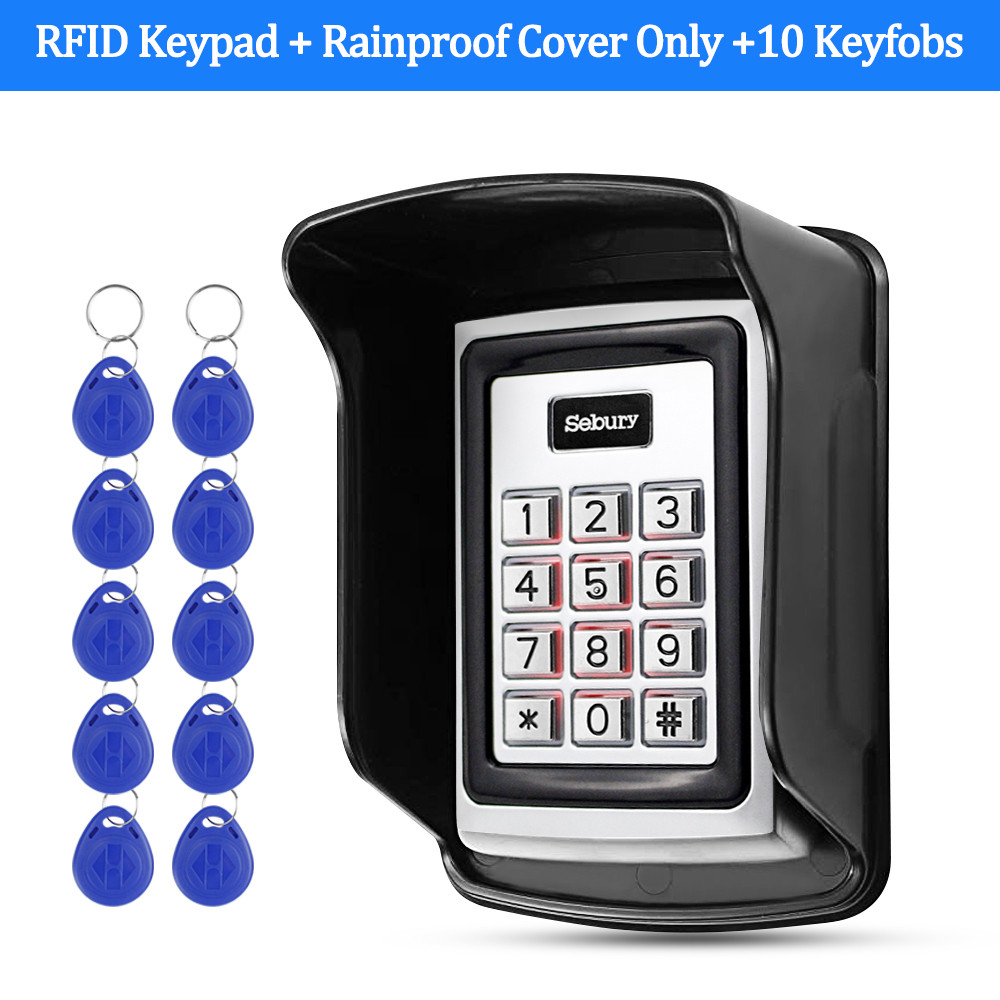 Metal RFID Access Control Keypad Waterproof Outdoor Rain Cover 125KHz Card Reader 10pcs EM4100 Keyfobs for Lock System Sebury: Keypad Cover Keys