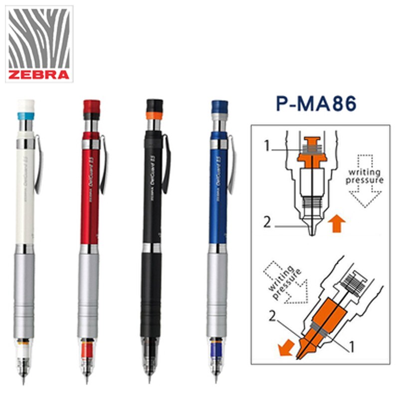 1pcs Japan ZEBRA mechanical pencil DelGuard P-MA86 Activity pencil 0.3/0.5mm metal rod Low center of gravity Prevent lead break