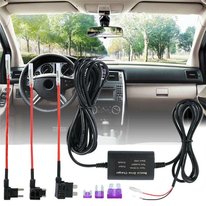Universal Fuse Box Car Recorder Dash Cam Hard Wire Kit + Micro USB Harness Connector Usb Accessories