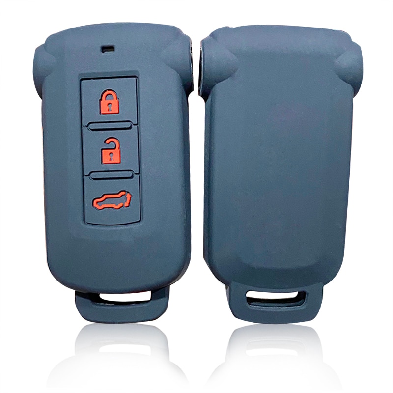 Silica Gel Car Key Cover Case For Mitsubishi Outlander Pajero Delica Key Holder Remote Control Case For Keychain Alarm: Black