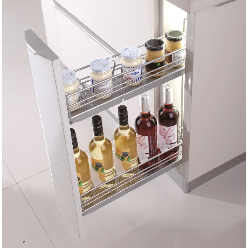 2-tier Stainless Steel 15CM Wide Kithen Cabinet Pull Out Tray Pull-out Basket Soft Close Side Mounted