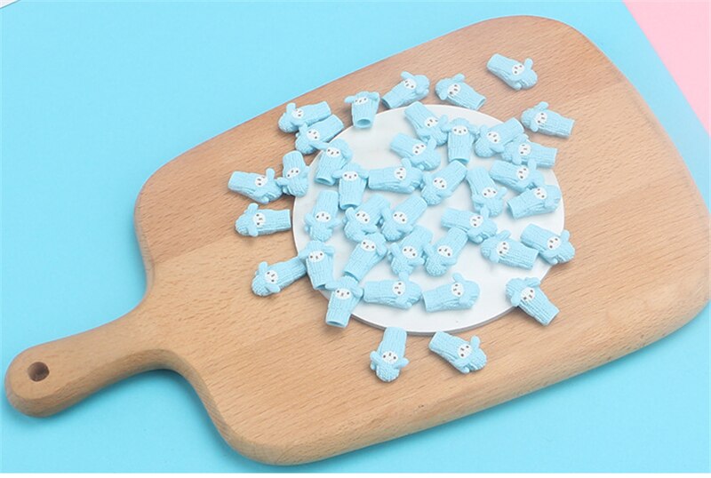 Gants en tricot pour maison de poupée, 20 pièces, Simulation, Miniature, maison de poupée, jeu, cuisine, étui de téléphone, accessoires pour cheveux, bricolage artisanat Scrapbook: Light Blue