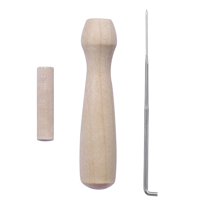 6 stuks vilten wollen vilt stof gereedschap houten handvat houder prikpapier chip vingerbed vilt handwerk wollen vilt gereedschap mat