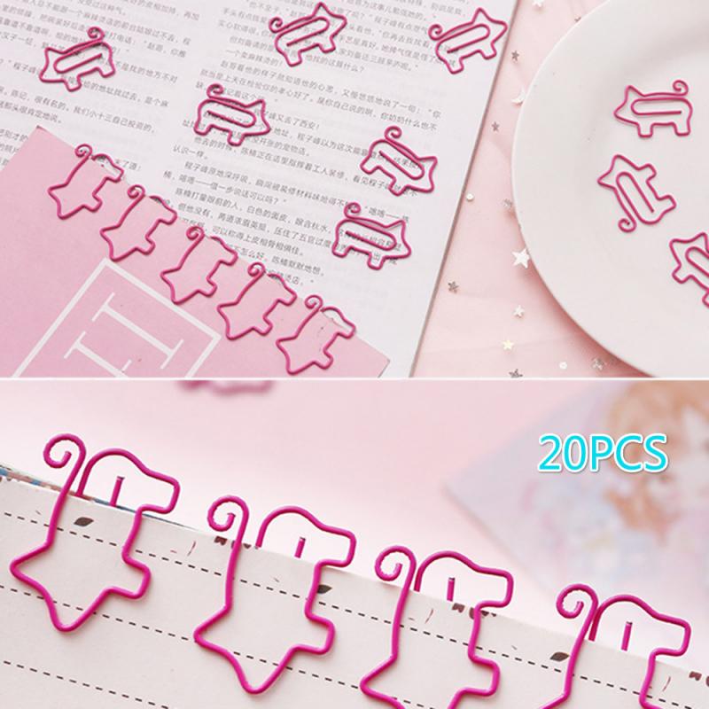 dessin animé petit mignon cochon à queue bouclée doux mignon trombone fournitures de bureau pratique pratique belle: 20pcs