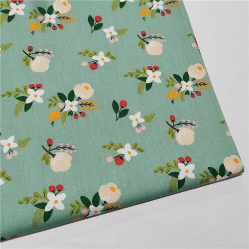 Tela de sarga de algodón con hojas verdes, tejido acolchado de 160x50cm por medio metro para costura DIY de sábanas de cama: Cotton Fabrics 02