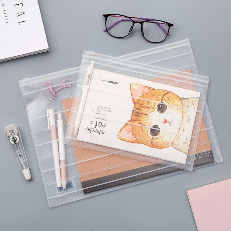 1 PC frosted transparent document bag simple document file acceptance bag test paper bag filing products school office supply