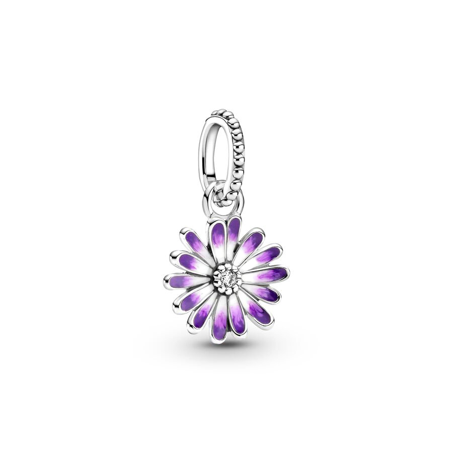 DIY Jewelry Deep Purple Pansy Flower、Pink Pansy Flower & Pink Daisy Flower Charm Bead Fit Original Silver 925 Europeans Bracelet: Blue