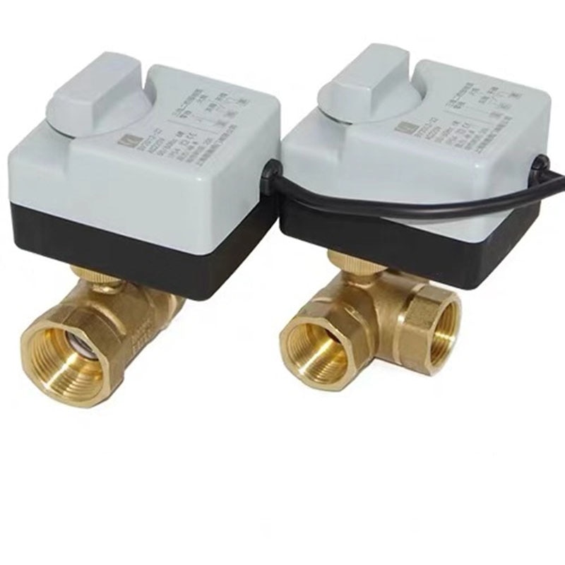 Ac220v dn15 dn20 dn25 messing elektrisk ventil 2- vejs ,3- vejs motoriseret kugleventil tre leder elektrisk aktuator med manuel kontakt