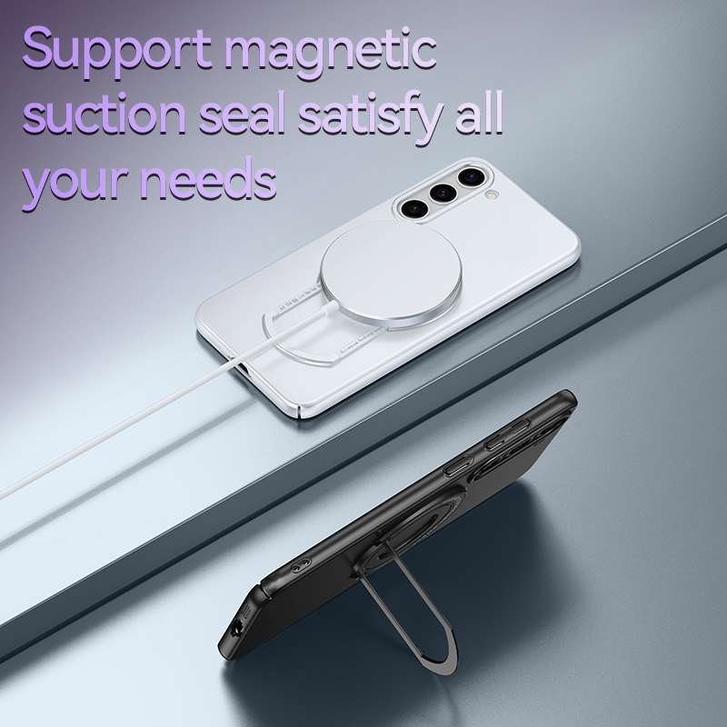 Ultra Thin Hidden Stand Hard Case For Samsung Galaxy S25 Ultra S24 S23 Plus 5G Kick Stand Magnetic Cover For Magsfae Car Charger