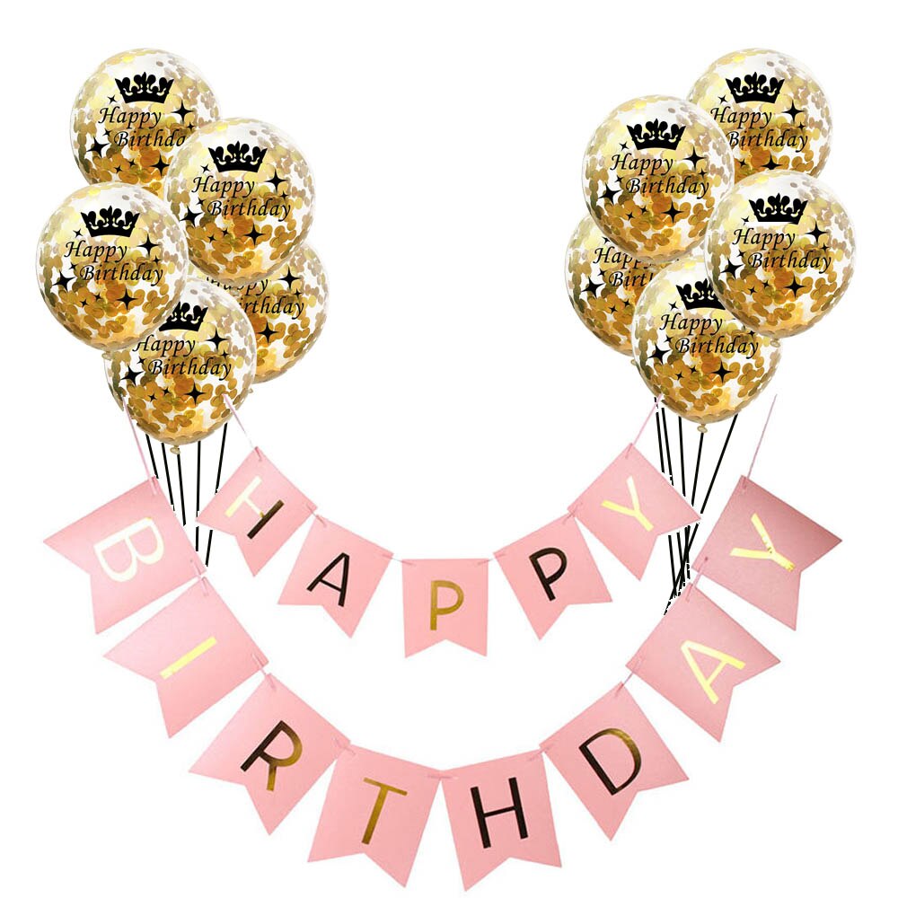 1set Adult Kids Happy Birthday Ballon Letter Banner Gold Confetti Helium Latex Ballon Party Decorations Air Balls Globos: as picture 3