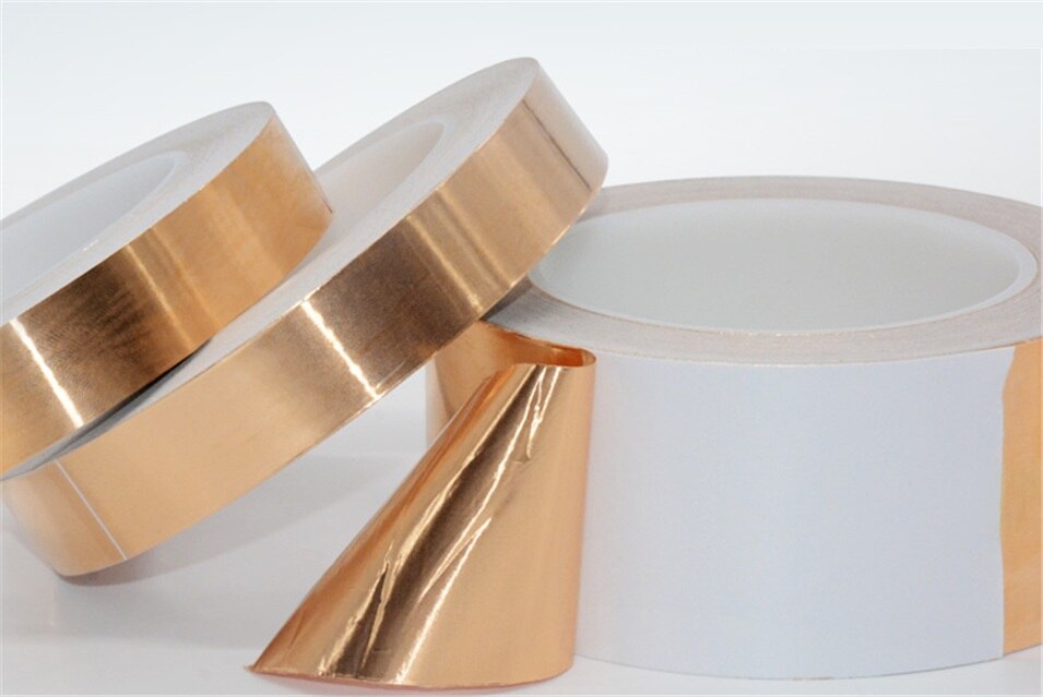 30 mètres X 5MM 30 mètres X 10MM simple côté conducteur feuille de cuivre bande adhésive EMI protégeant la chaleur résister bande 1psc/roll