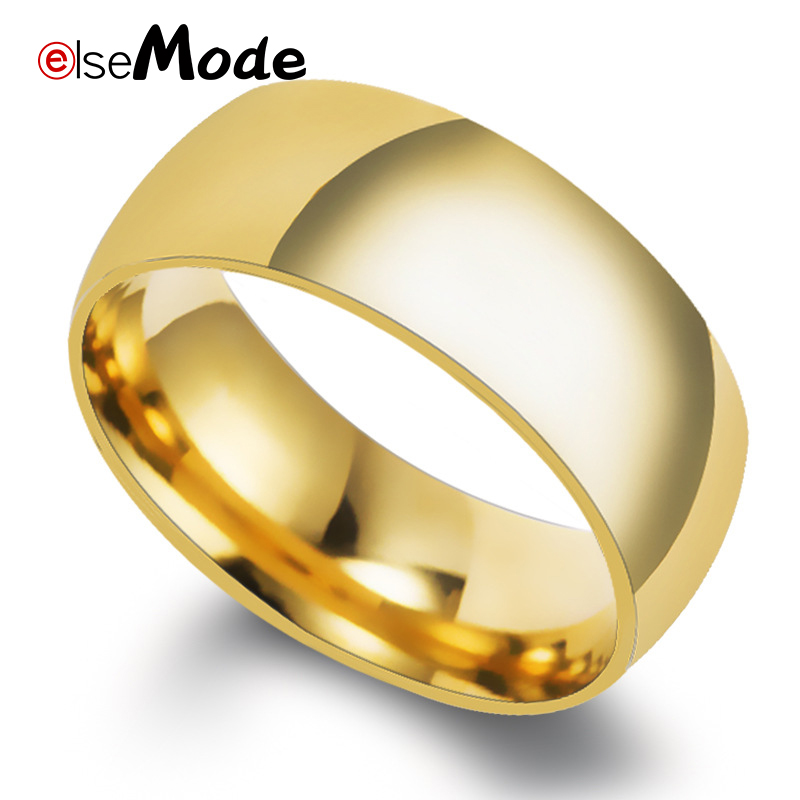 ELSEMODE-bague en acier inoxydable poli pour hommes et femmes, brillant, bijoux à la , fiançailles, mariage, couleur or ou argent, 8mm