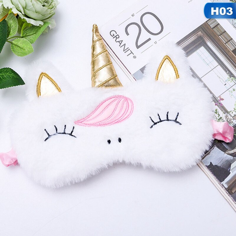 Licorne oeil masque dégradé coloré dessin animé Animal masque de couchage en peluche oeil ombre couverture ombre approprié voyage maison fête: 3
