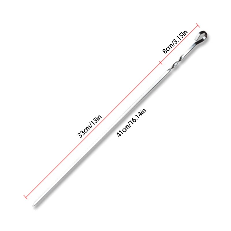 (12 sticks) stainless steel barbecue sticks barbecue utensils iron sticks delivered in black cloth bag