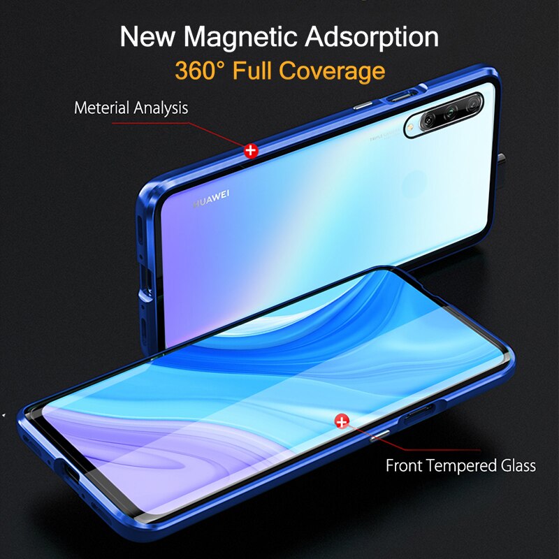 Magnetic Case For Huawei Y9s Case Clear Double-Sided Tempered Glass Hard Bumper Back Cover For Huawei Y9s Y 9s Shockproof Coque