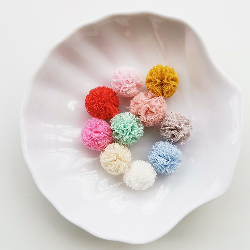 100 Stks/partij 15Mm 10 Kleuren Mesh Bloem Bal Voor Naaien Op Sjaal Schoenen Hoeden Bont Diy Ambachten Haar Clip accessoires