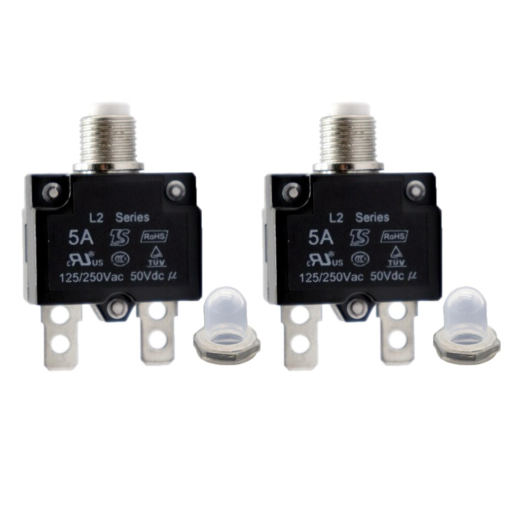 2pcs 5A For cars, trucks, ships Circuit Breaker Overload Protector Switch Fuse Resettable 125/250V Good