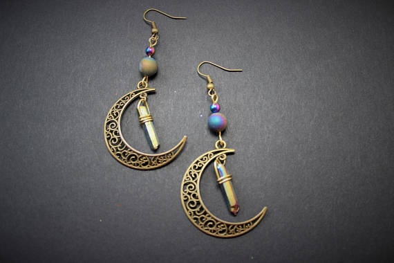 leather Earrings big leather Earrings Spiral Shell leather earrings Bohemia Earring: Gold--SA5