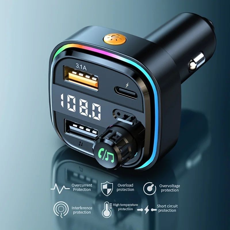 Bluetooth 5.0 FM-Transmitter Freisprecheinrichtung Autoradio Modulator MP3-Player mit 22,5 W USB Super Quick Charge Adapter für Auto