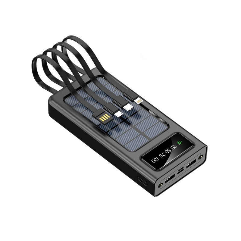 80000Mah Solar Power Bank Grote Capaciteit Telefoon Opladen Powerbank Externe Batterij Telefoon Snelle Oplader Voor Xiaomi Iphone Sumsung: Black