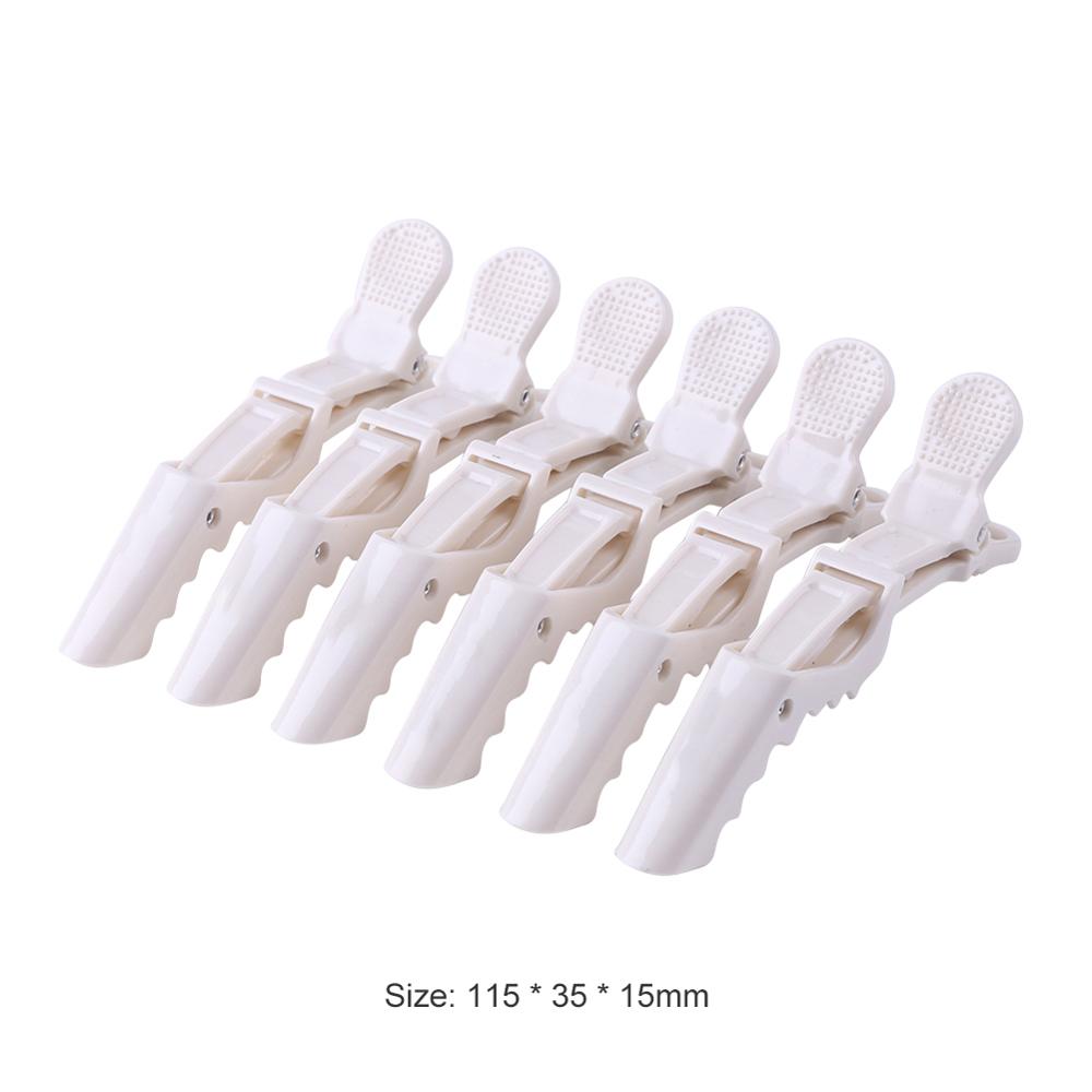 Pinza de araña para peluquería, pasador de cocodrilo de plástico, herramienta de agarre, utensilio de peluquería, 10/6 Uds.: 6PCS WHITE