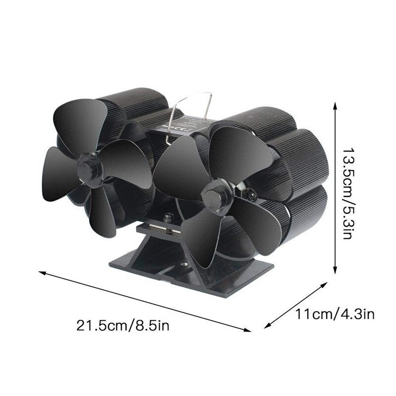 Ventilador de chimenea con 8 aspas, ventilador de estufa de leña, ventilador de estufa de leña, Motor doble para un espacio Ultra pequeño