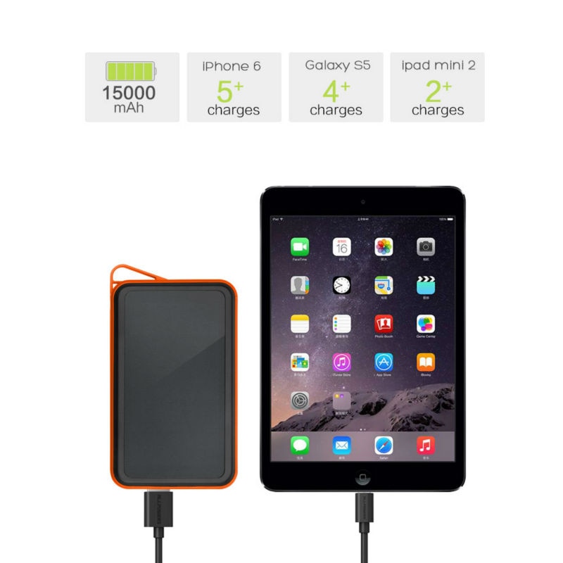 ALLPOWERS 15000mAh Solar Power Bank Portable Power Charger External Battery for iPhone 11 Samsung Huawei Mate 30 Xiaomi etc.
