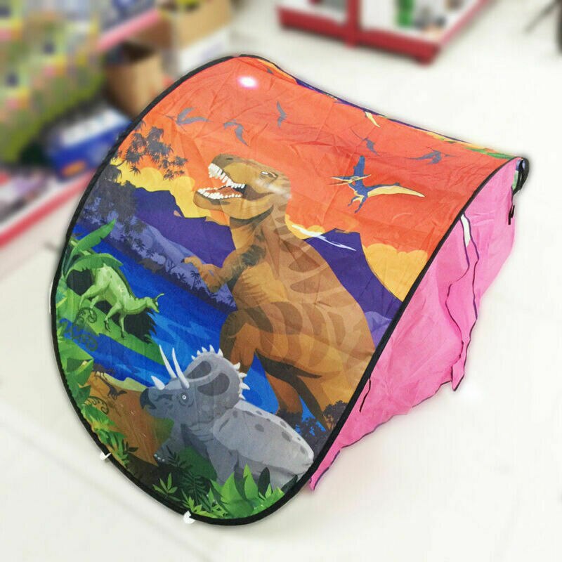 Kids Dream Bed Tents with Light Storage Pocket Children Boy Girls Night Sleeping Foldable Pop Up Mattress Tent Playhouse Unicorn