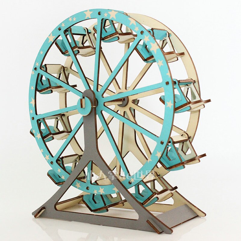 Grande roue 3D Puzzle en bois découpe Laser en bois assemblé jouet bricolage à la main Institution bâtiment jouets pour enfants enfants