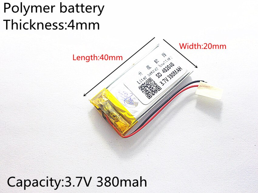 3.7v lithium-polymer-akkus (li-po, li-ion) 402040 380 mah für  mp3 mp4 mp5 gps-, psp- und bluetooth-fähige mobilgeräte