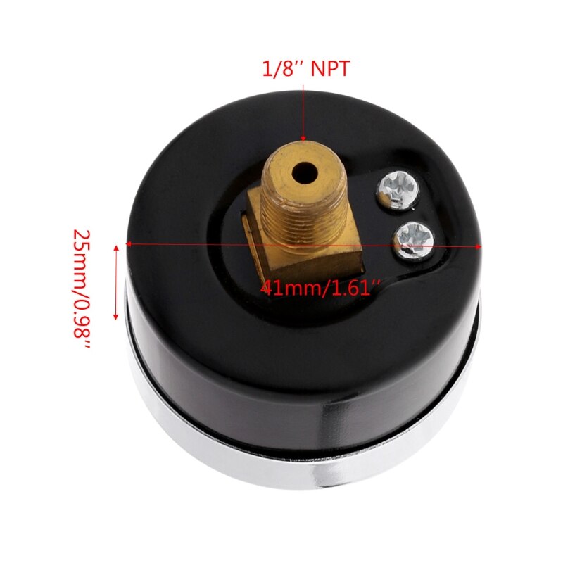 1/8" NPT Air Compressor / Hydraulic Pressure Gauge 0-60 PSI Back Mount 1.5" Face