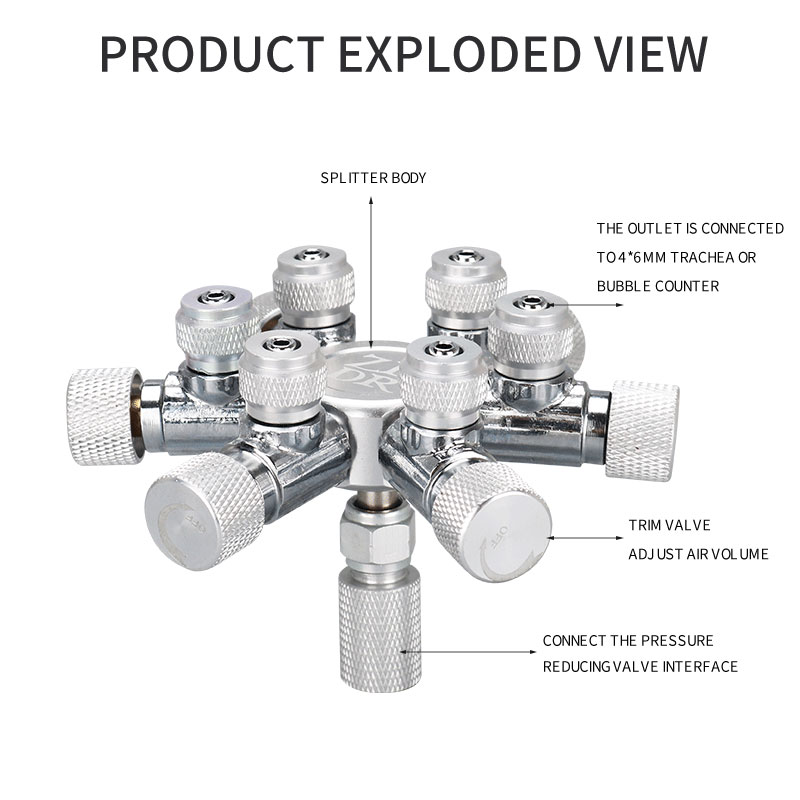 ZRDR – distributeur de CO2 multi-voies pour Aquarium en acier inoxydable, vanne à aiguille de séparation, clapet anti-retour, compteur de bulles pour régulation de solénoïde