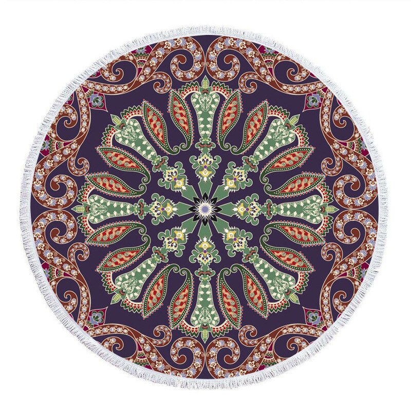 Extra Grote Ronde Strandlaken Zomer Outdoor Print Digitale Retro Strandlaken Strandlaken Sjaal: 1500MMx1500MM-1