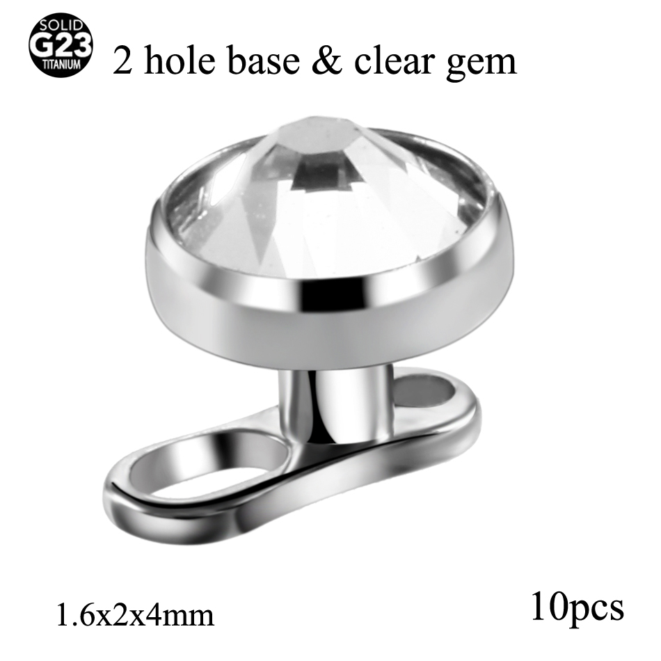 10 stks/partij G23 Titanium Piercing Micro Dermal Anker Base & Tops Skinner Diver Crystal Gem Head Implantaten Body Piercing Sieraden