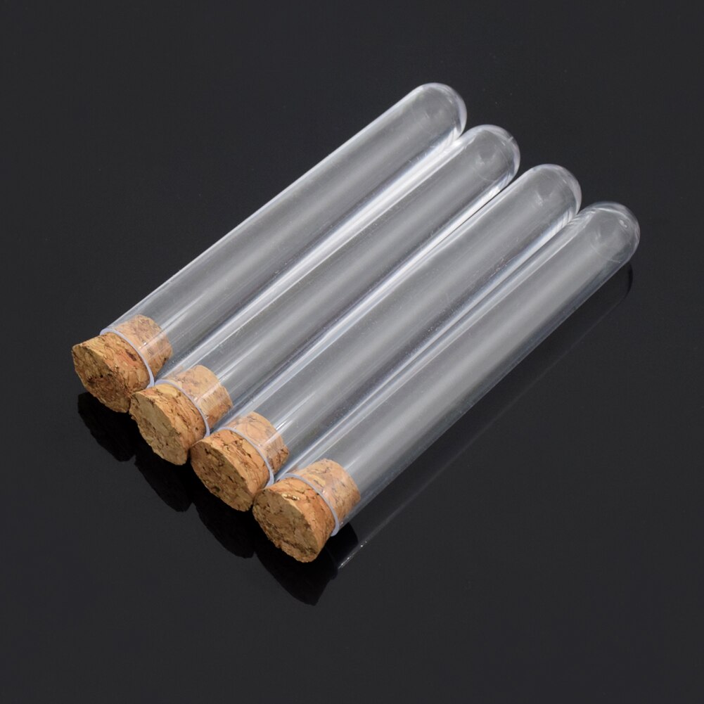 10pcs/pack Transparent Plastic Test Tubes Sample Container With Corks Stoppers For Candy Coffee Drink Storage Or Lab