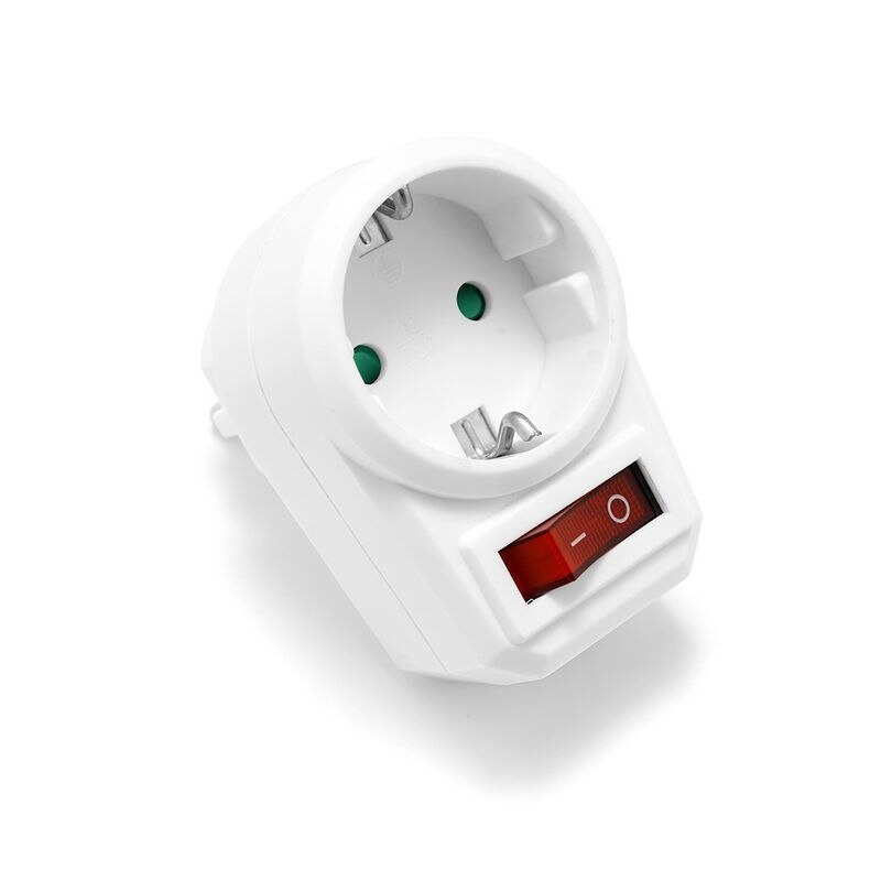 1pcs 4.8mm Extend Socket EU 16A 250V European Standard Expansion Socket With ON/OFF Switch German Power Extension Plug Converter: 1 socket