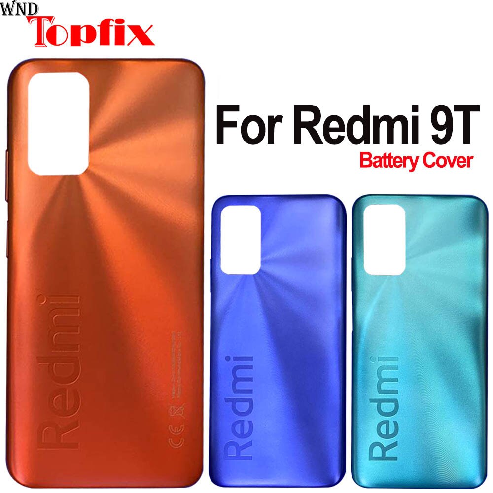 For Xiaomi Redmi 9T Battery Cover Panel Rear Door Housing Case With Adhesive For Redmi 9T Battery Cover Back Glass