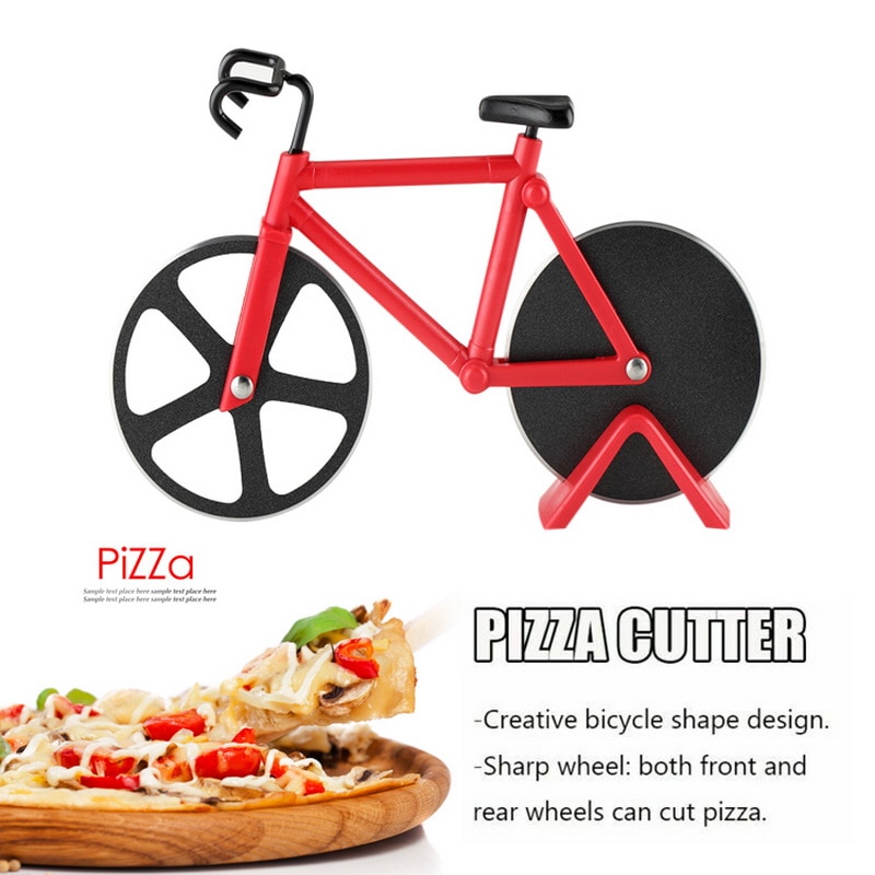 Roestvrij Staal Pizza Mes Twee-Wiel Fiets Vorm Pizza Snijmes Pizza Tool Bike Ronde Pizza Cutter messen