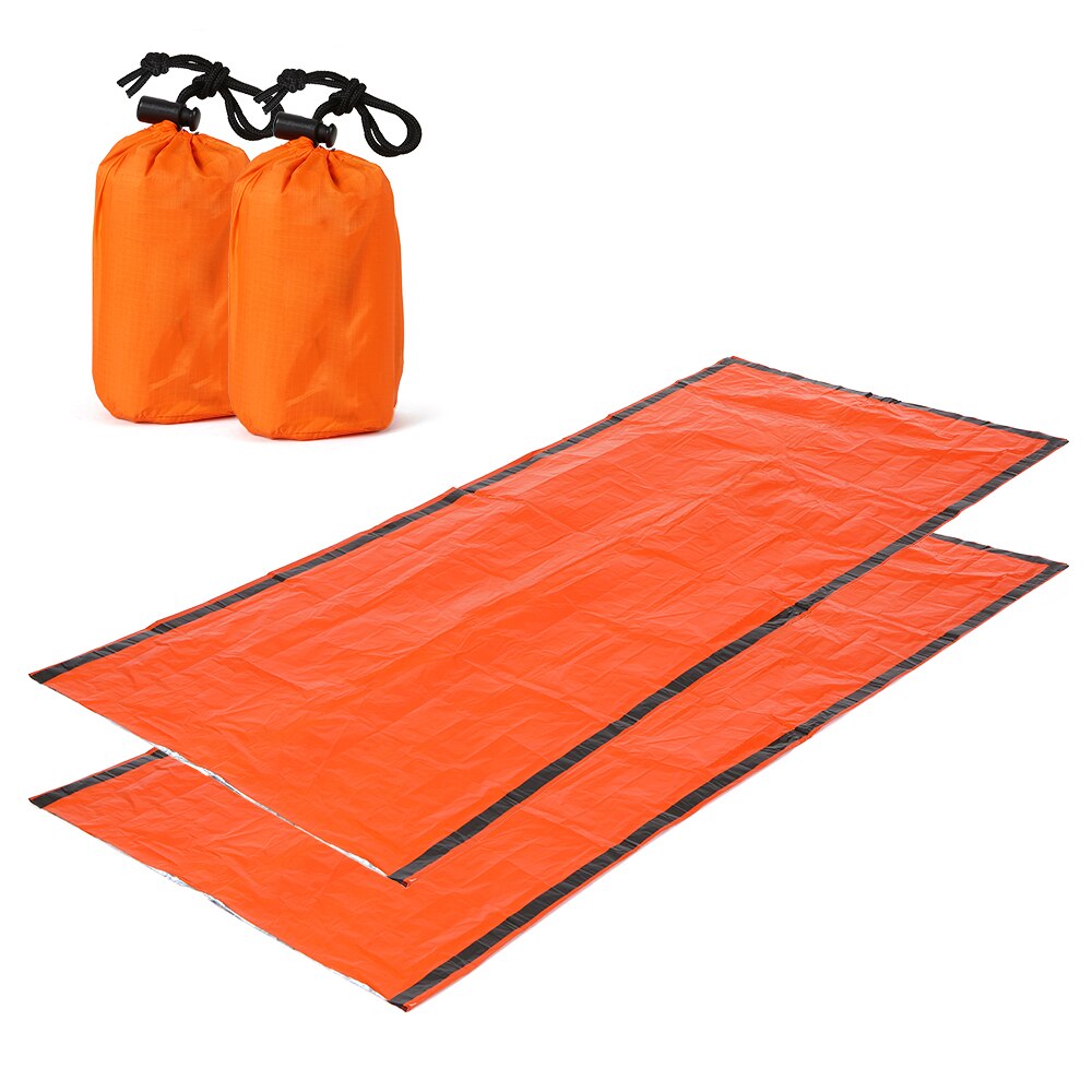2 PCS Emergency Blanket with Compression Sack Portable Lightweight Emergency Sleeping Bag For Camping Travel Hiking Backpacking