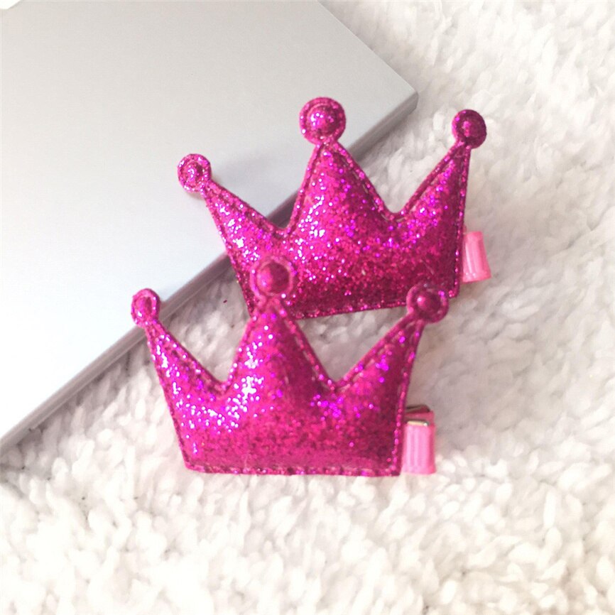 2 pcs bebê clipes de cabelo conjunto presente meninas festa lantejoulas brilhando princesa clipes de cabelo pequena coroa delicada couro estilo de cabelo fivela