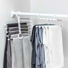 Multifunctionele 5 In 1 Rvs Broek Rack Intrekbare Hanger Sjaal Plank Met Twee Kleine Haken selling