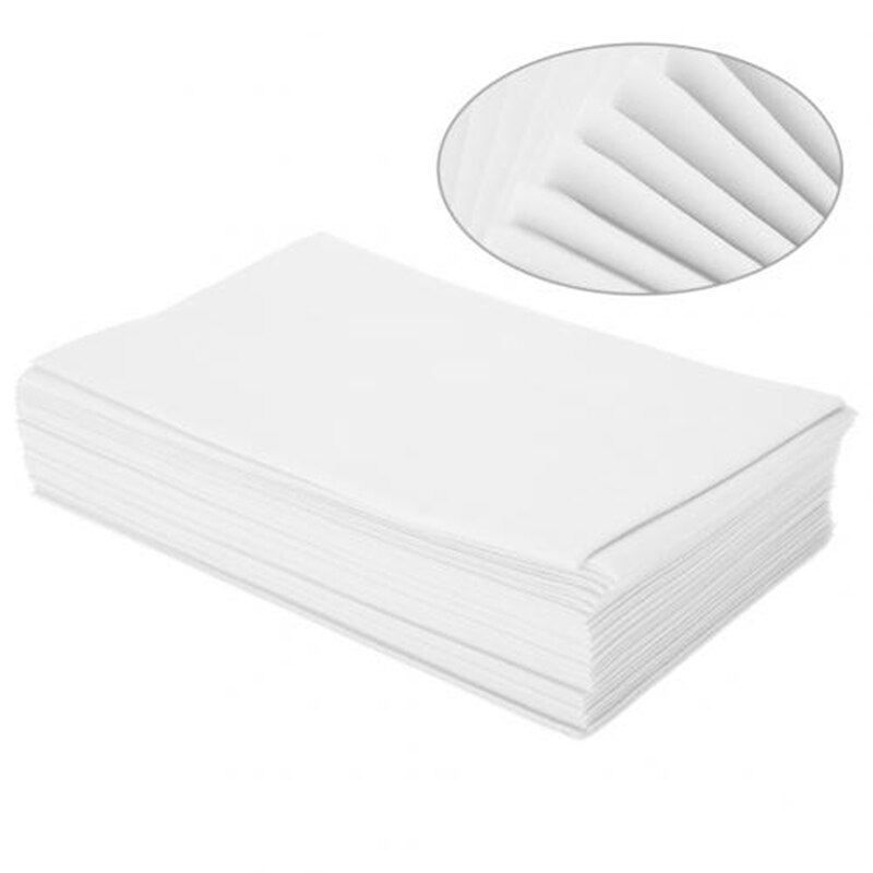 100 stk/sæt engangstykkelse ikke-vævet skønhedssalon massage sengetæksler , 70 x 180cm,  hvide