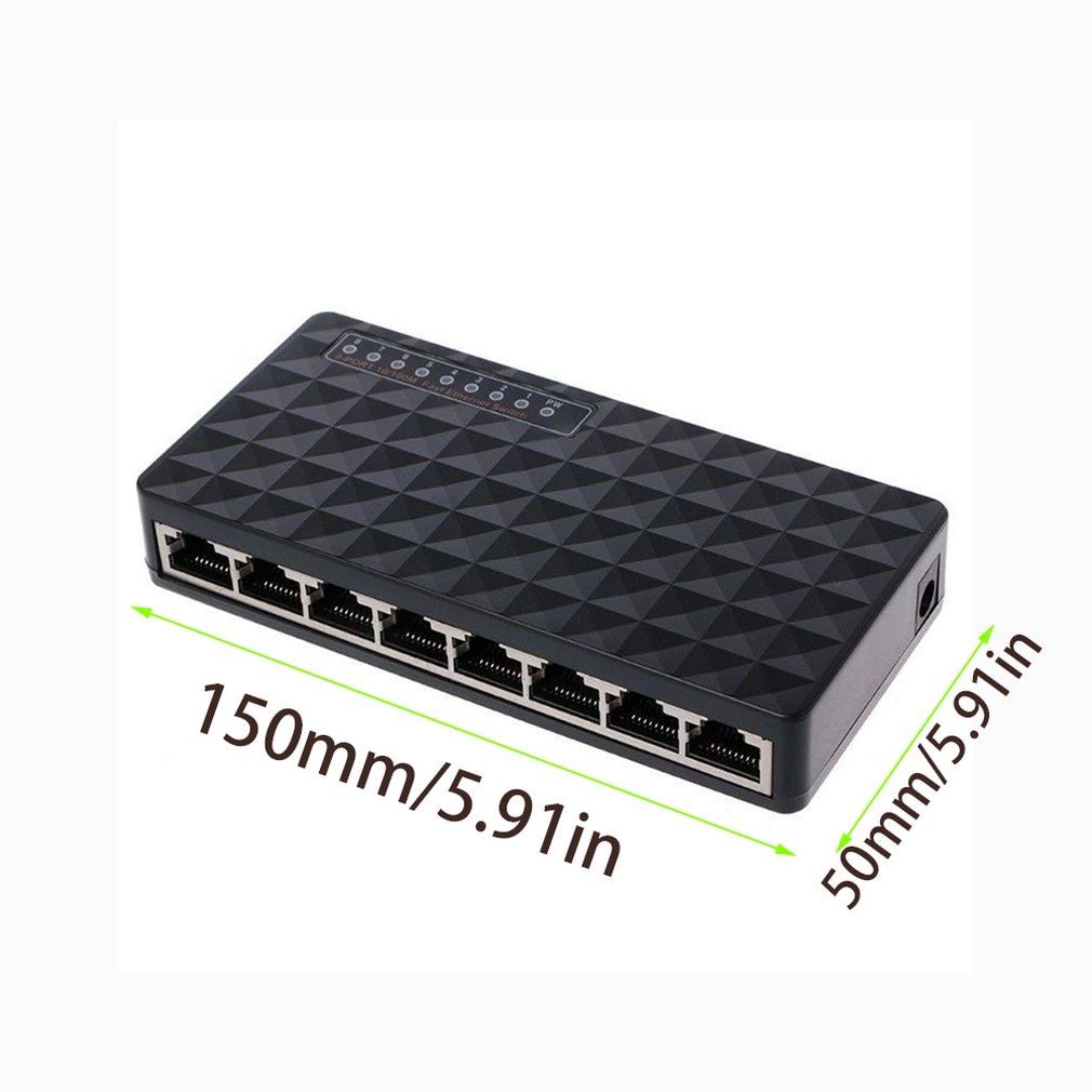 Mini 8 Hafen Schneller Schalter 10/ 100Mbps Netzwerk Schalter Hub Schnelle LAN Ethernet Netzwerk Schreibtisch Schalter Adapter Schwarz