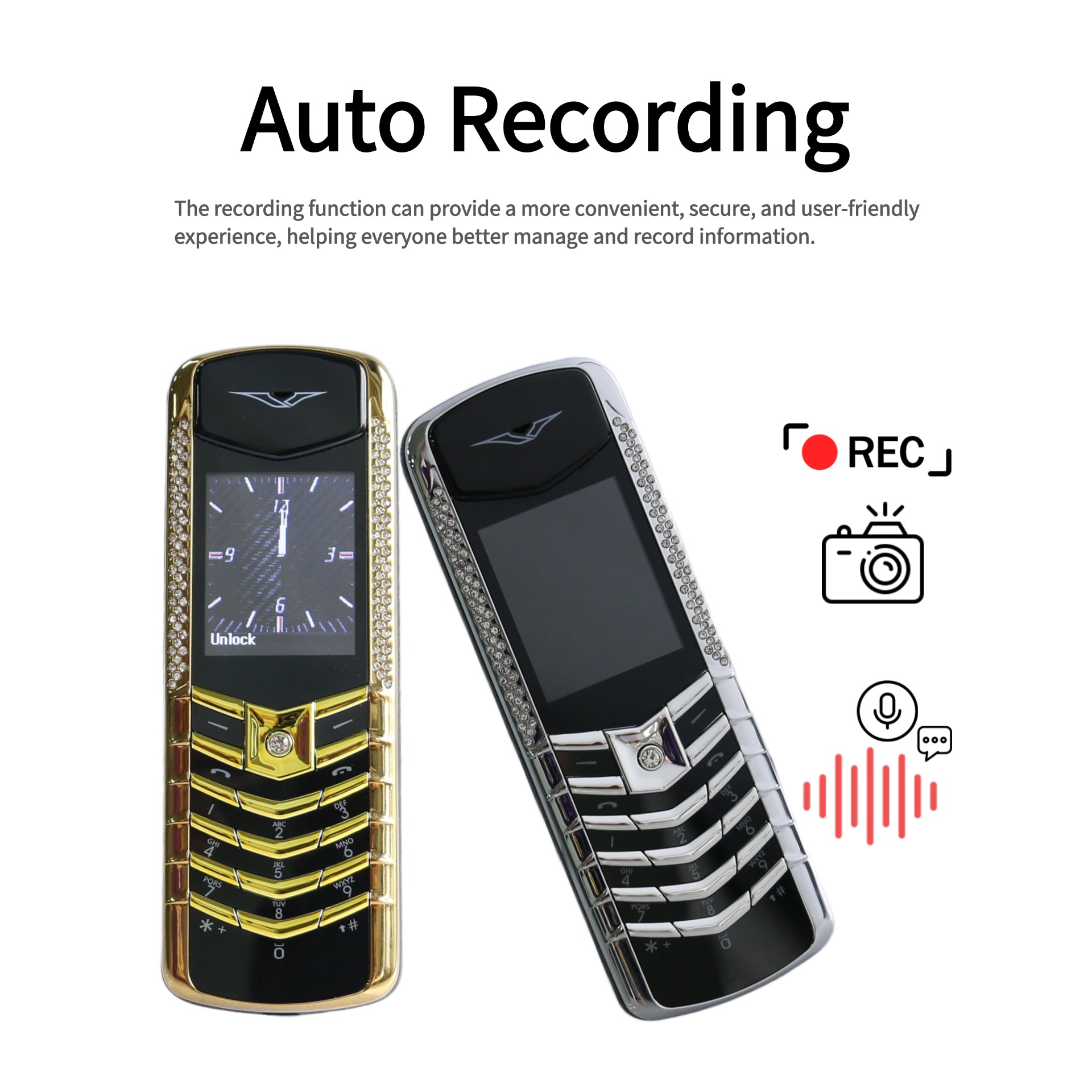 Assinatura clássica do telefone móvel para idosos ultra fino dois cartões sim trocador de voz bluetooth dial botão blacklist portátil