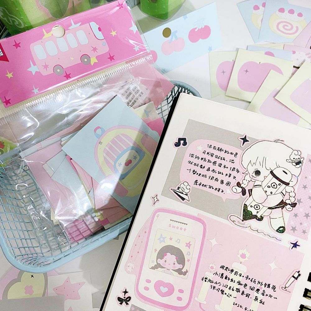 WAKAWAKA Cute Korean Deco Sicker for Scrapbook Stationery Diary Decoration Scrapbooking Journal Sketchbook Stickers Aesthetic