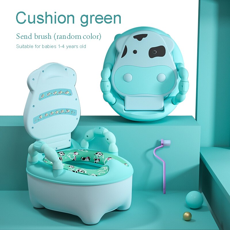 Draagbare Baby Potje Multifunctionele Baby Wc Auto Potje Kind Pot Training Meisjes Jongen Potje Kids Stoel Toiletbril Kinderen pot: cushion green