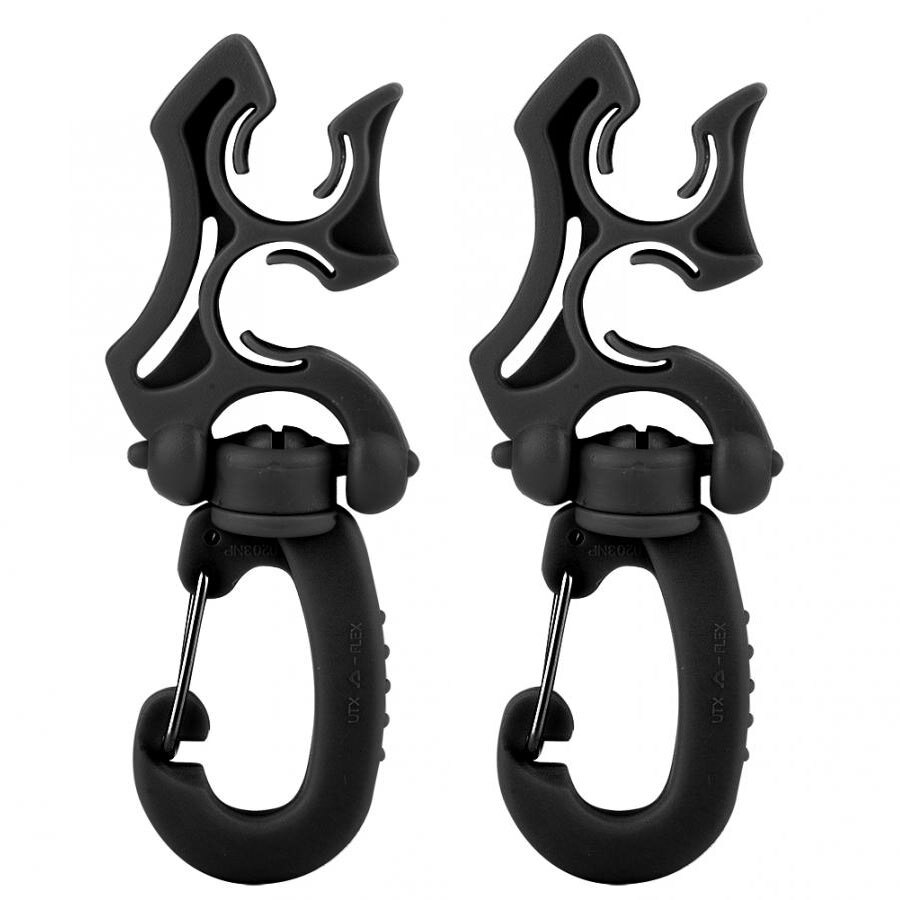 Regolatore Doppio BCD Supporto Del Tubo Flessibile con Clip di Fibbia Gancio Doppio BCD Clip Regolatore Fermo Fibbia per le Immersioni subacquee Lo Snorkeling: 2pcs Black